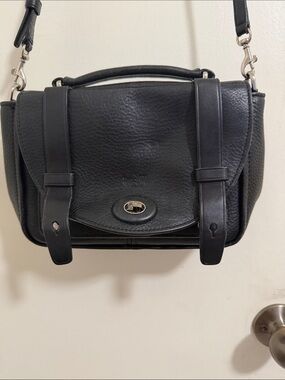 Coach Black Leather Bleecker Mini-Riley Small Satchel Crossbody Purse